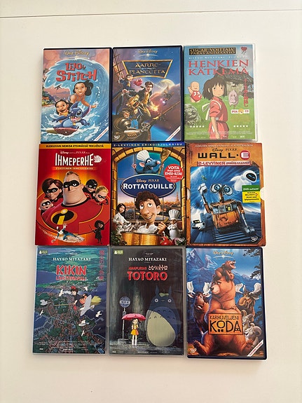 Lasten dvd-elokuvia 9 kpl