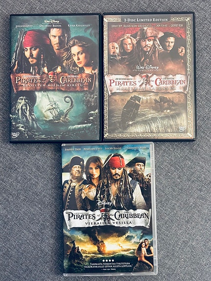 Pirates of the Caribbean DVD-elokuvat 3 kpl