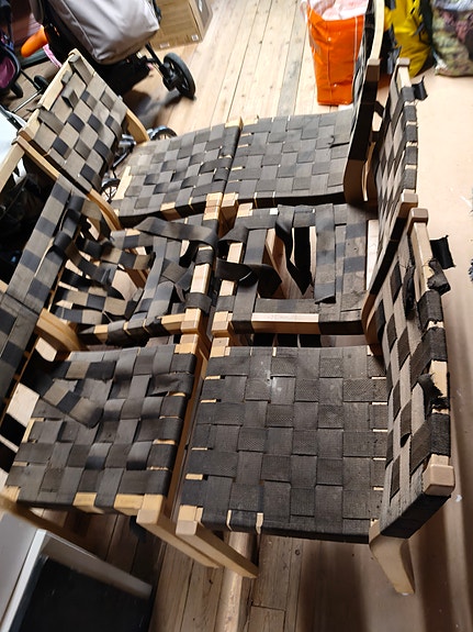 Artek Alvar Aalto tuolit mustalla nauhapunoksella