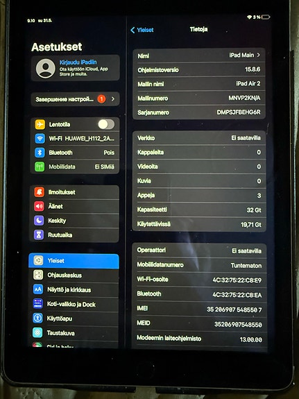 Apple iPad Air 2 tabletti 32 GB WiFi