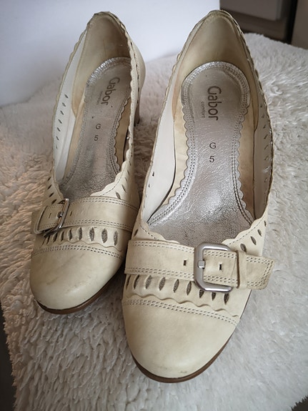 Kengät nahkaiset avokkaat Gabor koko 38 vaalea beige