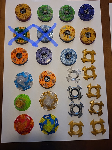 Lego spinnerit ja tornado-osat
