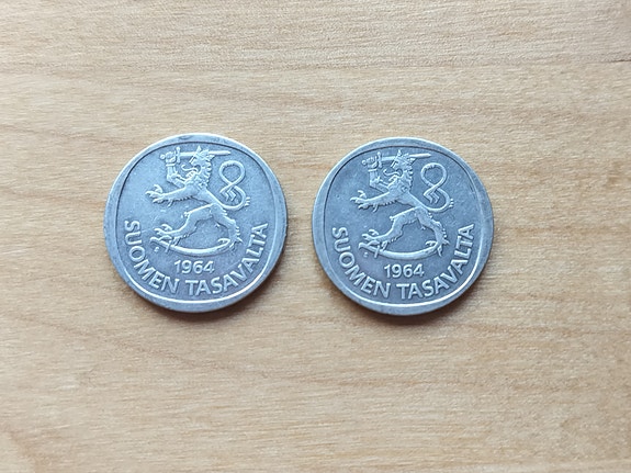 1 markan kolikko 1964 2 kert