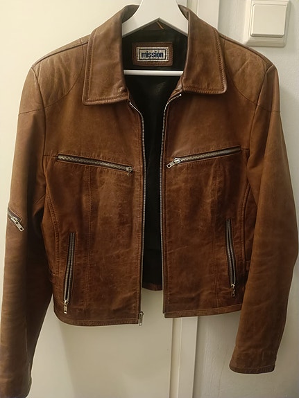 Upea vintage ruskea Mission-nahkatakki (90s / Y2K) – Miesten S / Naisten M-L