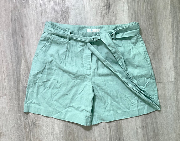 Boden pellava puuvilla shortsit UK 12 L minttu turkoosi vyö kesäshortsit