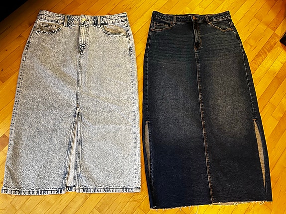 Kaksi pitkää farkkuhametta (M/40)