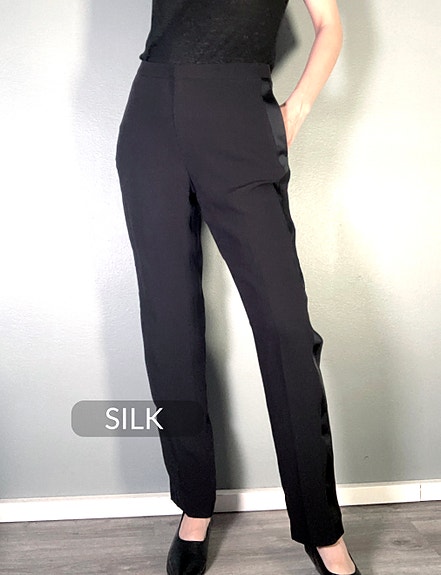 H&M Conscious Exclusive silkkichino housut M 38 elegantit kesähousut työ silkki