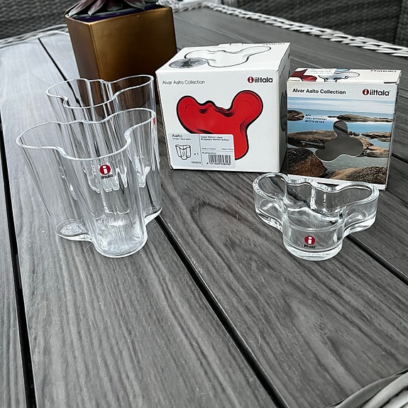 Iittala Aalto maljakot ja kulho kirkas lasi