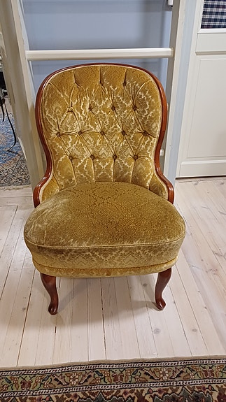 Nojatuoli velour vintage sinapin keltainen