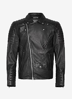Myydään käyttämätön miesten biker-nahkatakki.