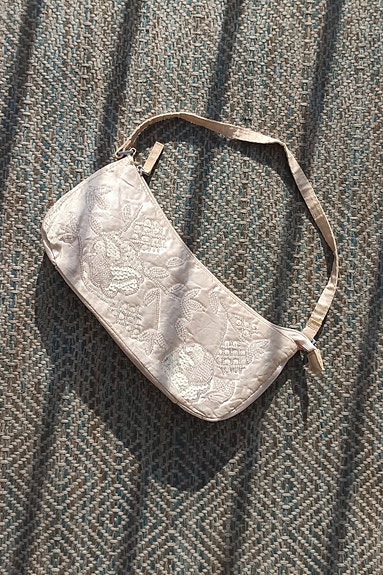 H&M käsilaukku, kirjailtu, vaaleanpunainen