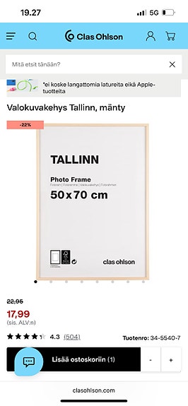 2 x Clas Ohlsonin Tallinn kehykset