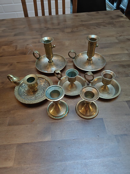 Vintage messinki kynttilänjalat
