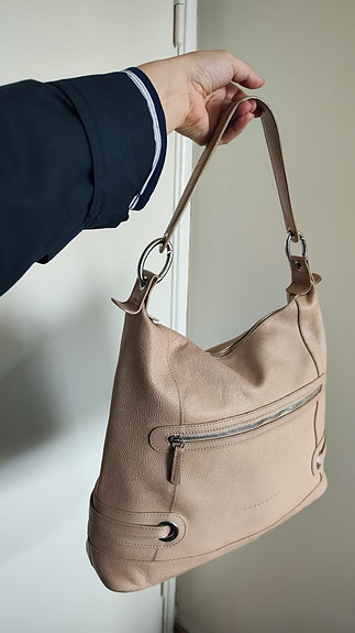 Longchamp hobo nahkalaukku beige