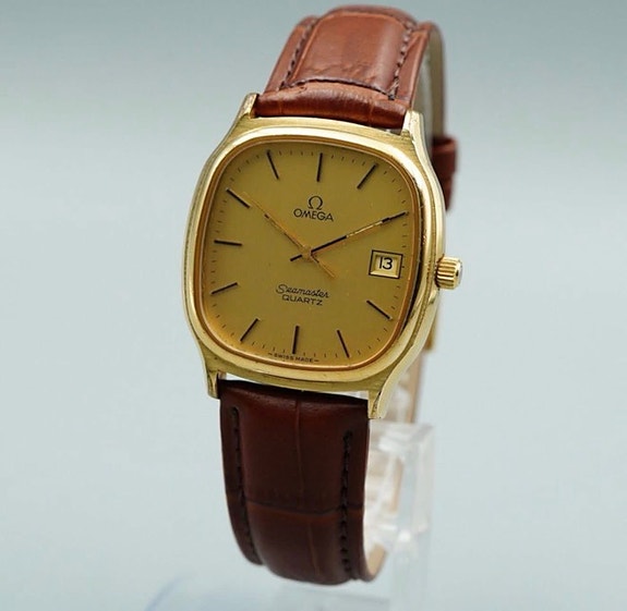 Omega Seamaster Cal. 1342 miesten rannekello ruskea nahkaranneke