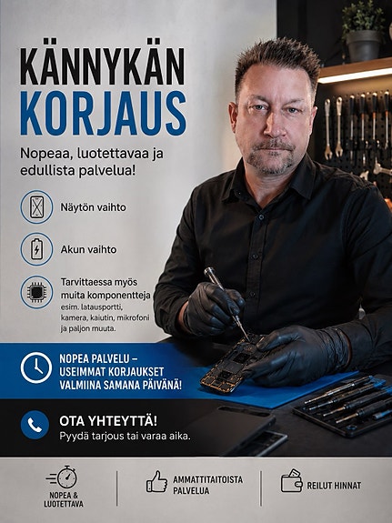 Puhelimen korjauspalvelu – näytön ja akun vaihto