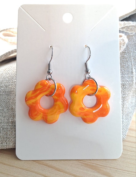 Oranssit kukka korvakorut 🧡 käsintehty