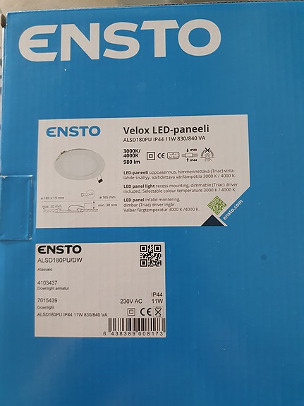 Ensto velox Led-paneeli
