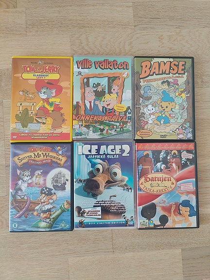 Lasten DVD-elokuvia 1€/kpl (Tom & Jerry, Ice Age 2, Bamse ym.)