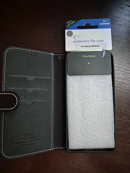 Samsung galaxy s25 musta nahkainen lompakkokotelo