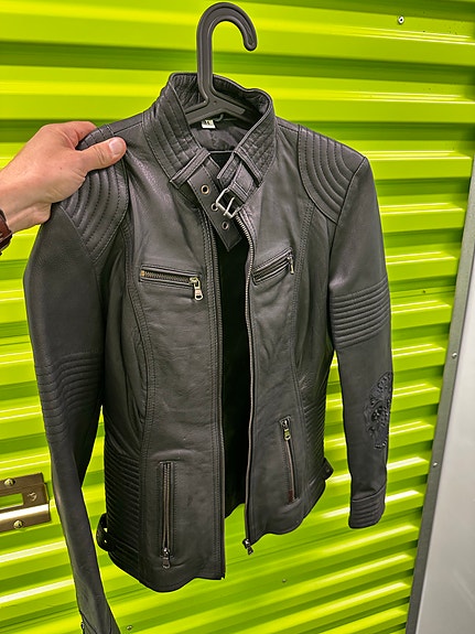 Naisten Biker nahkatakki koko 34 musta (XS)