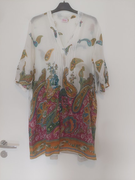 Värikäs  pellava tunikka mekko 36-38