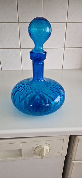 Iittala sininen lasikarahvi / maljakko