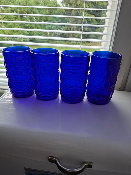 4 x sininen juomalasi