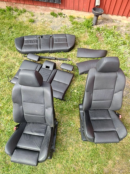 BMW E60 mustat sport nahkapenkit sähkösäädöillä