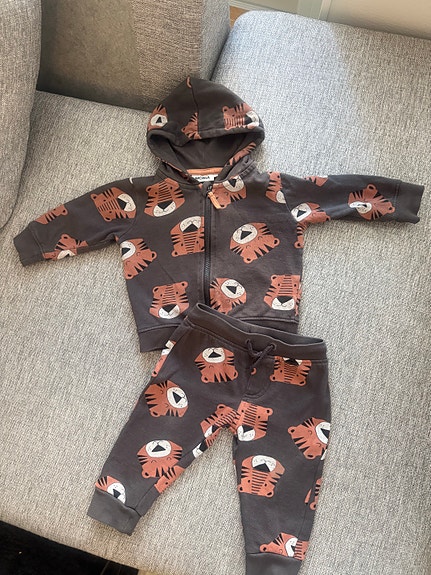 🐯 MONIA Paita ja housut -setti, tiikeri, koko 74 / Lasten collegepuku