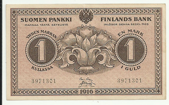 Suomen Pankki 1 markka seteli 1916