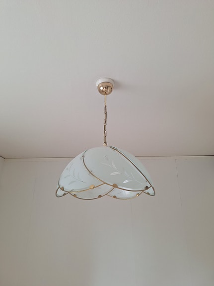 Keraaminen / messinkinen kukkakuvioinen kattolamppu 50cm