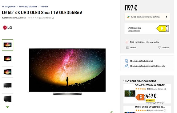 55" Televisio - LG OLED B6V