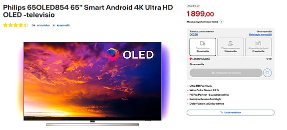 65" Televisio - Philips OLED854