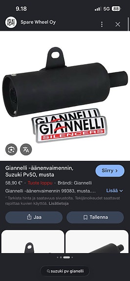 Giannelli äänenvaimennin Suzuki Pv50