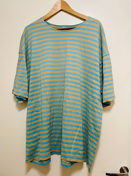 Marimekko raitapaita XL turkoosi-ruskea
