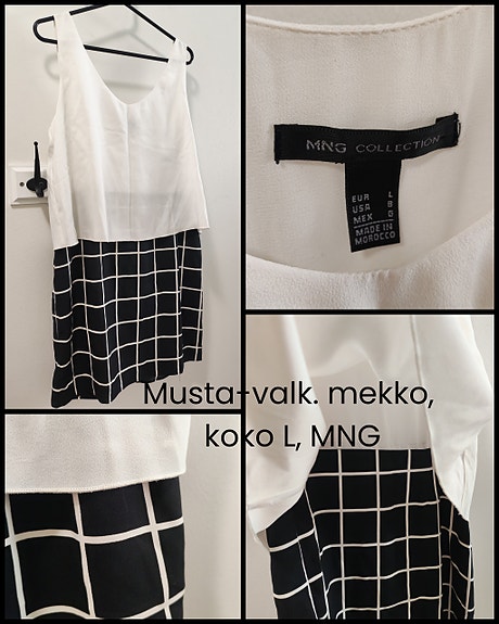 MNG musta-valkoinen mekko, koko L