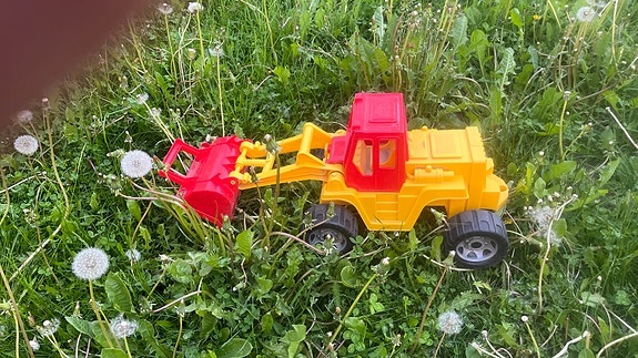 Plasto leikki-työkoneet kaivuri ja pyöräkuormaaja