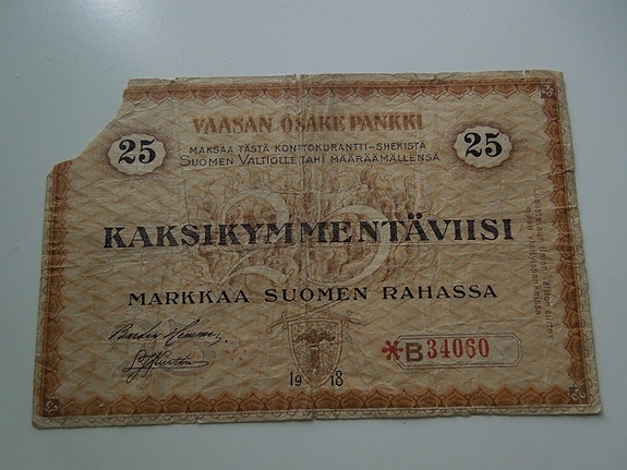 25 mk Vaasalainen seteli B tähti