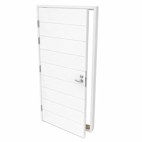 Outlet Valkoinen vaakauritettu ulko-ovi 170mm karmilla