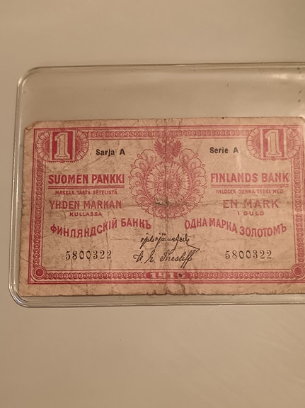 Kulta 1915Suomen Pankki 1 markka seteli Sarja A