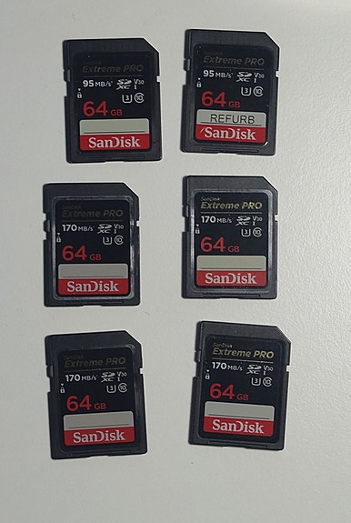 SanDisk Extreme PRO 64GB SDXC -muistikortteja (6 kpl paketti)