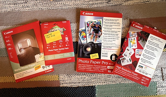 Canon valokuva+tulostuspaperia eri kokoja