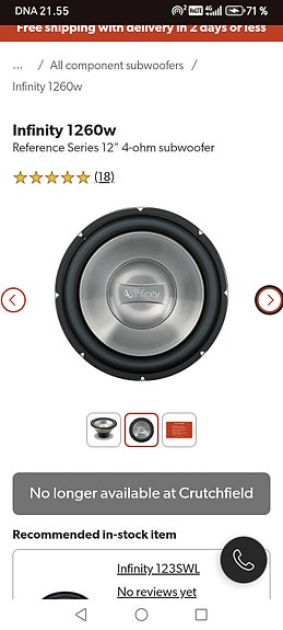 Infinity reference 1260w