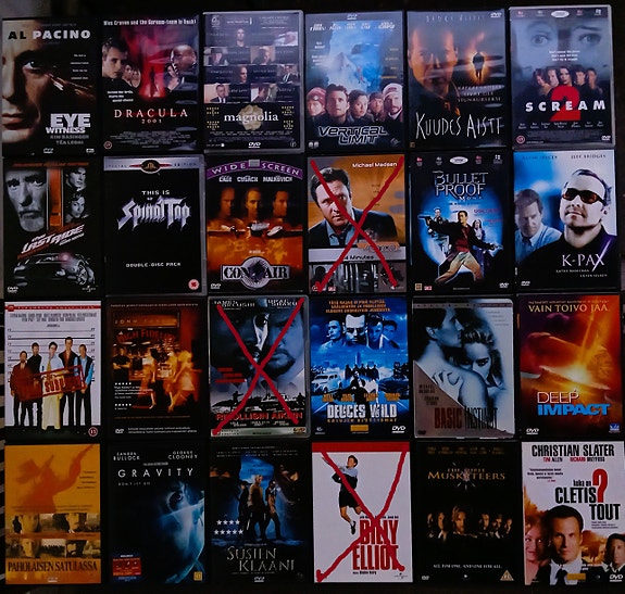 42 kpl paketti DVD-elokuvia 2000-luvun vaihteen molemmin puolin.