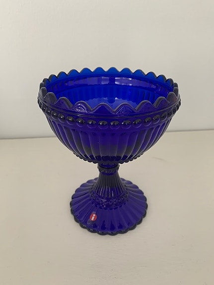 Iittala koboltinsininen Mariskooli silkkitarralla, 155 mm, kuin uusi