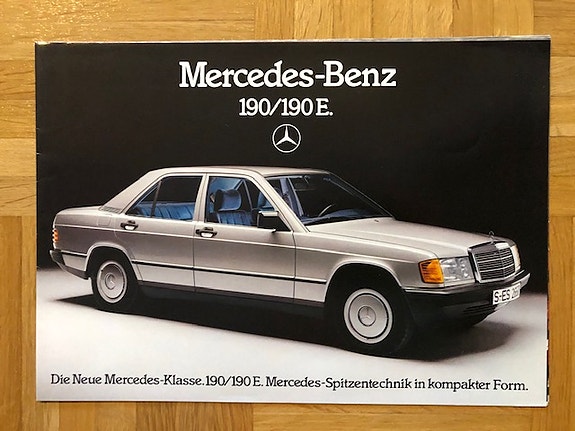 Esite Mercedes W201 190 ja 190 E vuodelta 1983
