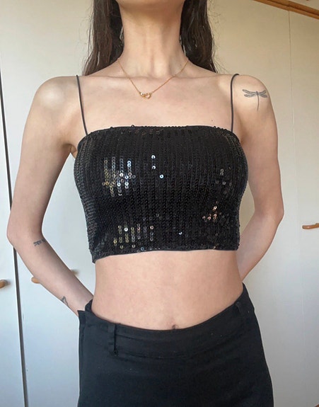 Gina Tricot paljettitoppi XS musta naisten