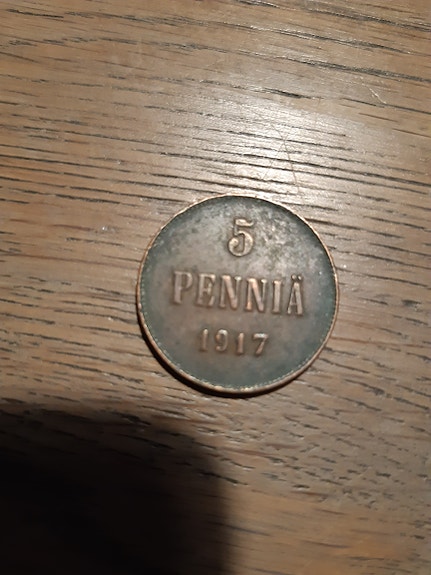 5 penniä kolikko 1917