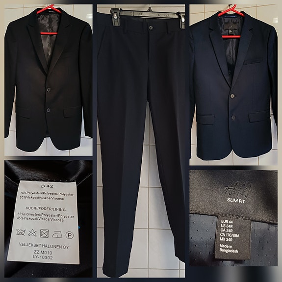 Puvuntakki / bleiseri B 42 , 44 / 170 cm, puvun housut 44 B